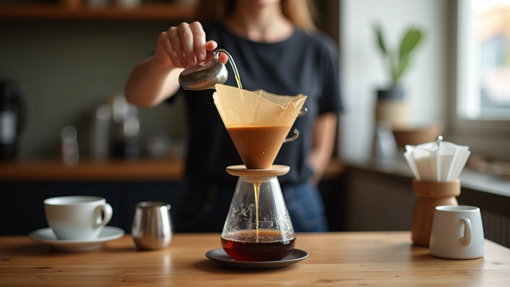 Filtre kahve hazırlama: V60 veya Chemex kahve demlemesi, modern kahve teknikleri, çağdaş kahvehane tasarımı